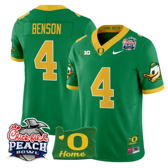 Malik Benson Jersey #4 Oregon Ducks 2026 Peach Bowl Oregon State Stitched Green by My Store NCAA Football Jerseys