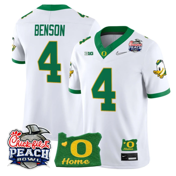 Malik Benson Jersey #4 Oregon Ducks 2026 Peach Bowl Oregon State Stitched White Alternate by My Store NCAA Football Jerseys