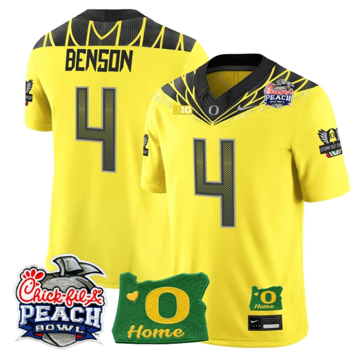Malik Benson Jersey #4 Oregon Ducks 2026 Peach Bowl Oregon State Stitched Yellow by My Store NCAA Football Jerseys