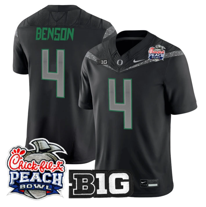 Malik Benson Jersey #4 Oregon Ducks 2026 Peach Bowl Patch Stitched Black by NCAA Football Jersey