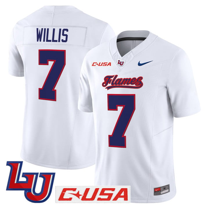 Malik Willis Jersey #7 Liberty Flames 2025 Vapor Limited Stitched White by NCAA Football Jersey