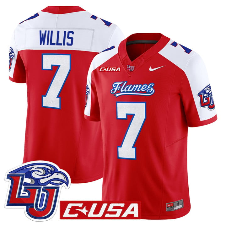 Malik Willis Jersey #7 Liberty Flames 2025 Vapor Limited Stitched Red Alter by My Store NCAA Football Jerseys
