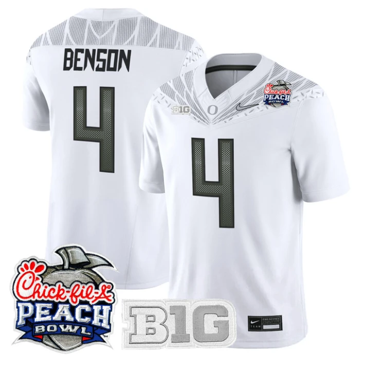 Malik Benson Jersey #4 Oregon Ducks 2026 Peach Bowl Patch Stitched by My Store NCAA Football Jerseys