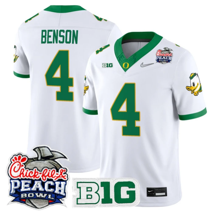 Malik Benson Jersey #4 Oregon Ducks 2026 Peach Bowl Patch Stitched by My Store NCAA Football Jerseys