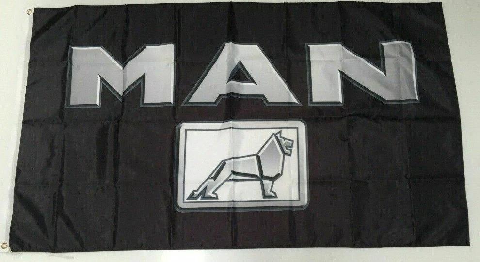 Man Truck Banner Flag - Bus Emblem TGX Lion Heavy Bonnet Semi Trailer Man Cave 3x5ft by flagsjustdoit