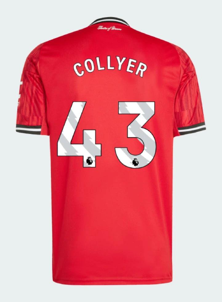 Manchester United Home 2025-26 COLLYER 43 Match Jersey – Red by Soccer Jersey