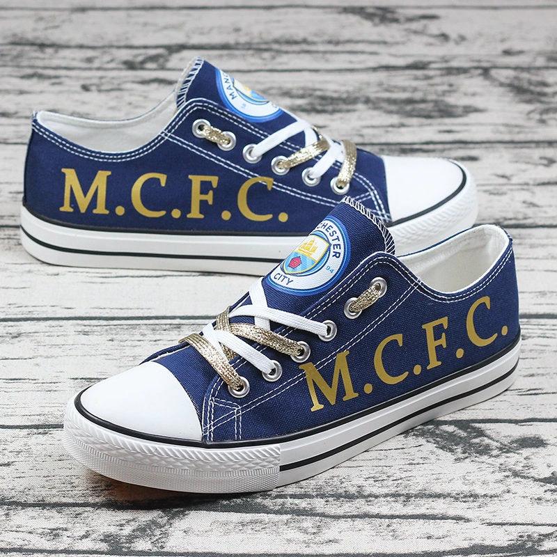 Manchester City Low Top Canvas Sport Sneakers Shoes For Men Women Fans by Crocs