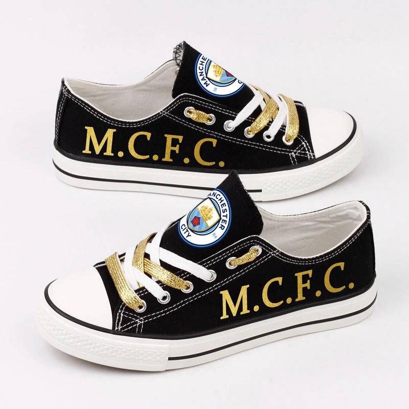 Manchester City Low Top Canvas Sport Sneakers Shoes For Men Women Fans by Crocs