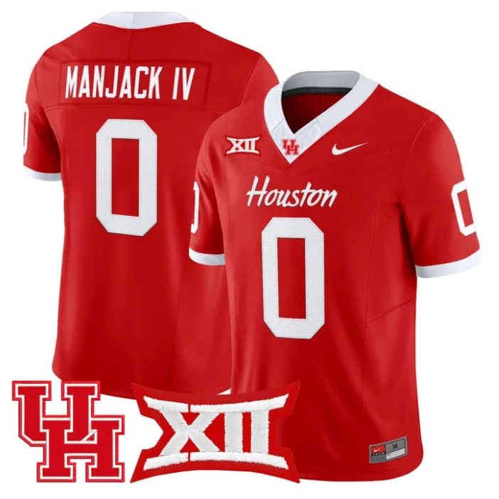 Manjack IV Jersey #0 Houston Cougars 2025 Vapor Limited Stitched Red by NCAA Football Jersey