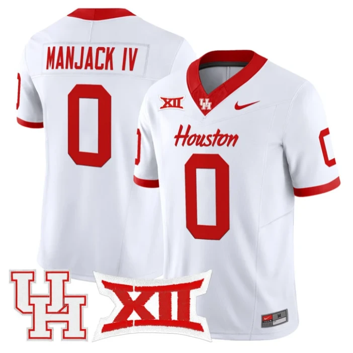Manjack IV Jersey #0 Houston Cougars 2025 Vapor Limited Stitched White by NCAA Football Jersey