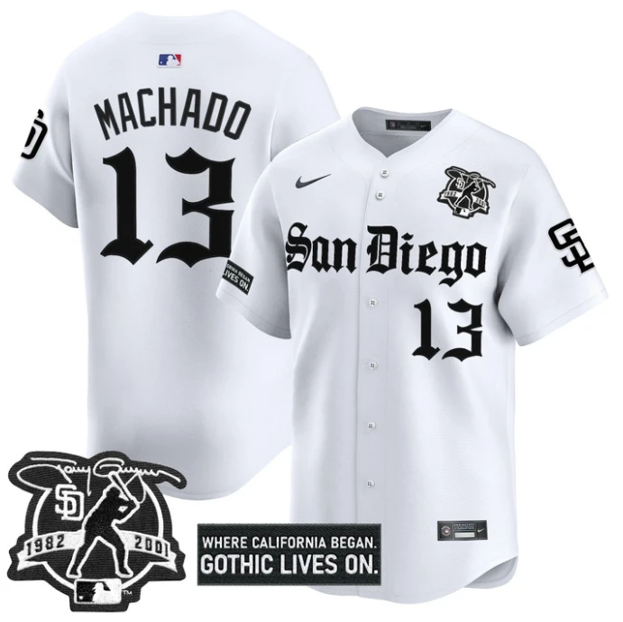 Manny Machado Jersey #13 San Diego Padres Gothic Edition Vapor Limited Stitched White by My Store