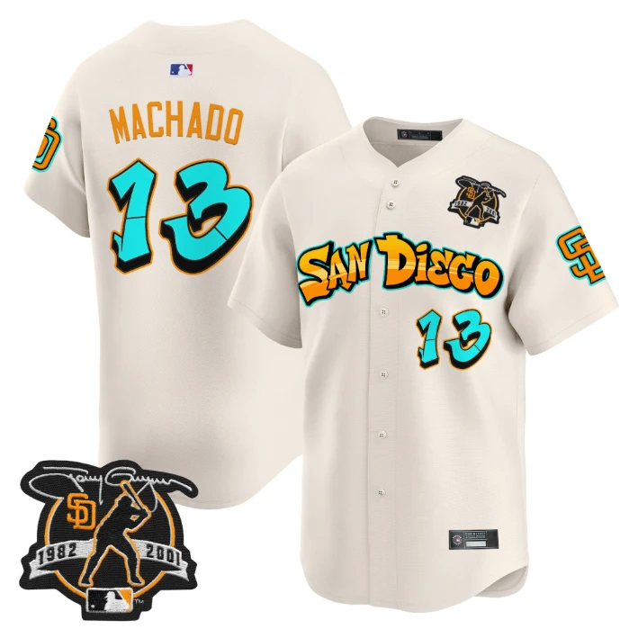 Manny Machado Jersey #13 San Diego Padres Graffiti Barrio Edition Stitched Cream by My Store