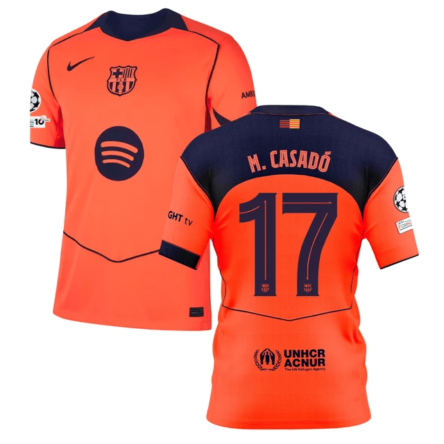 Marc Casadó 17 Barcelona 2025-26 Third Match Jersey – Orange by Soccer Jersey