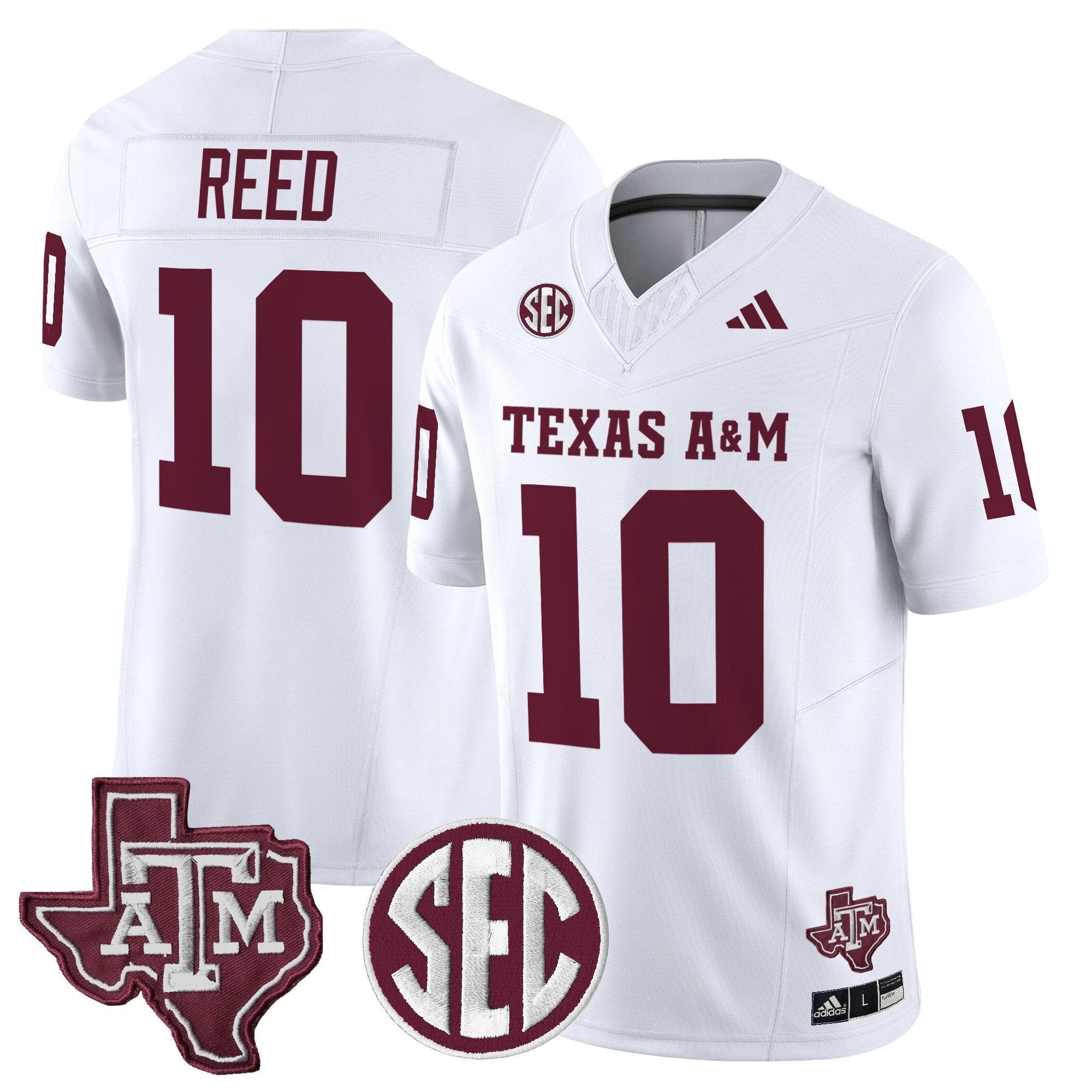 Marcel Reed Jersey #10 Texas A&M Aggies 2025 Vapor Stitched White by NCAA Football Jersey
