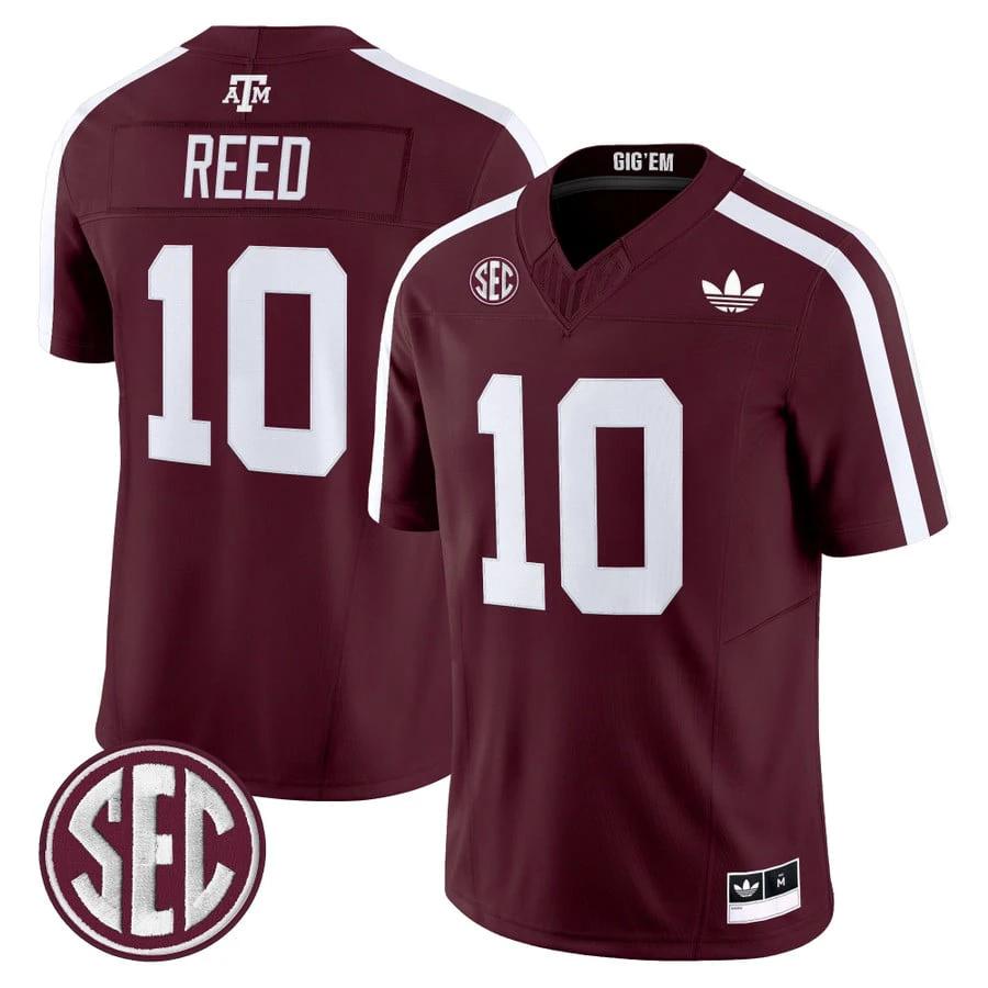 Marcel Reed Jersey #10 Texas A&M Aggies 2025 Vapor V2 Stitched Maroon by NCAA Football Jersey