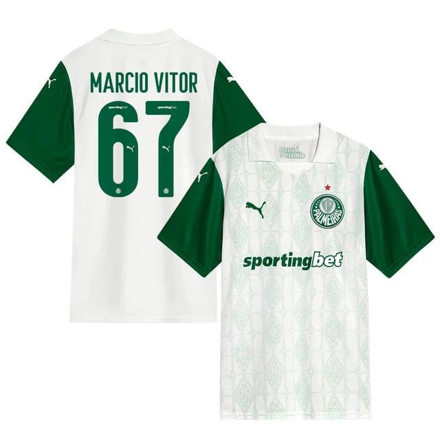 Marcio Vitor #67 Palmeiras 2025-26 Away Match Jersey – White by Soccer Jersey