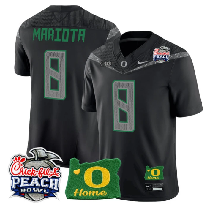 Marcus Mariota Jersey #8 Oregon Ducks 2026 Peach Bowl Oregon State Black by My Store NCAA Football Jerseys