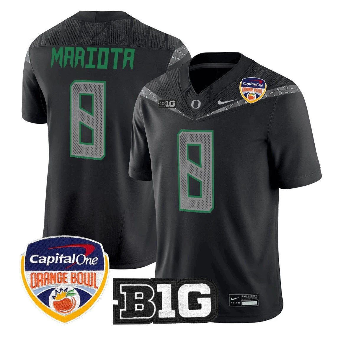 Marcus Mariota Jersey #8 Oregon Ducks 2026 Orange Bowl Patch Stitched by My Store NCAA Football Jerseys
