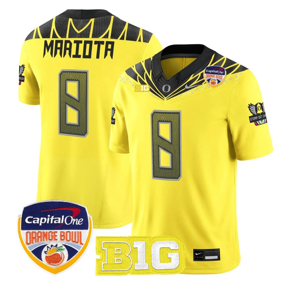 Marcus Mariota Jersey #8 Oregon Ducks 2026 Orange Bowl Patch Stitched by My Store NCAA Football Jerseys