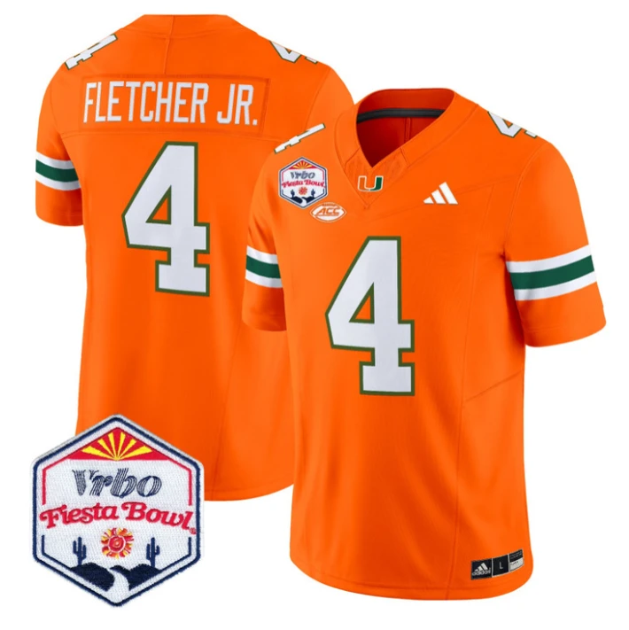 Mark Fletcher Jr Jersey #4 Miami Hurricanes 2026 Fiesta Bow Stitched Orange by NCAA Football Jersey