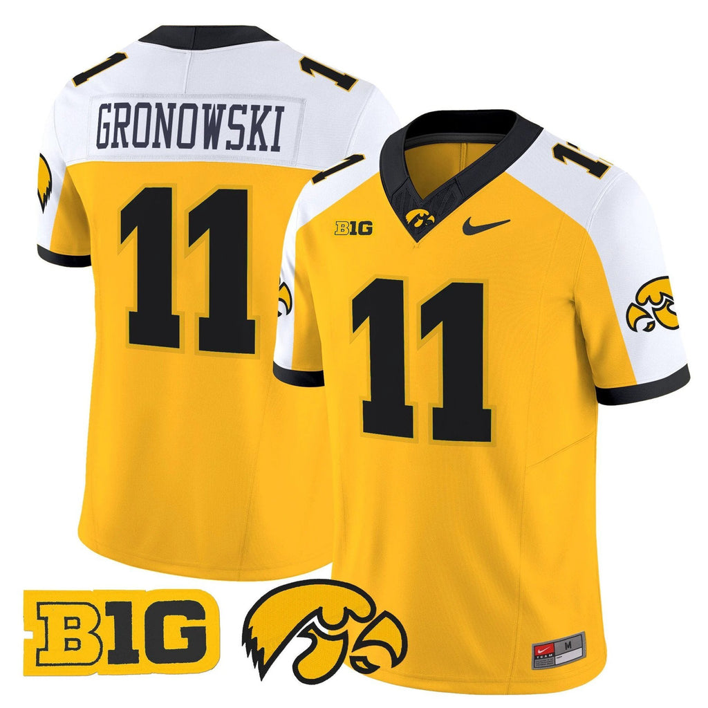 Mark Gronowski Jersey #11 Iowa Hawkeyes 2025 Limited Stitched Gold Alternate by My Store