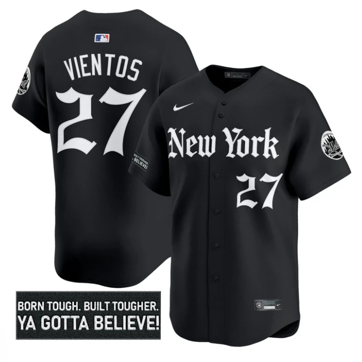 Mark Vientos Jersey #27 New York Mets Gothic Borough Edition Stitched Black by My Store