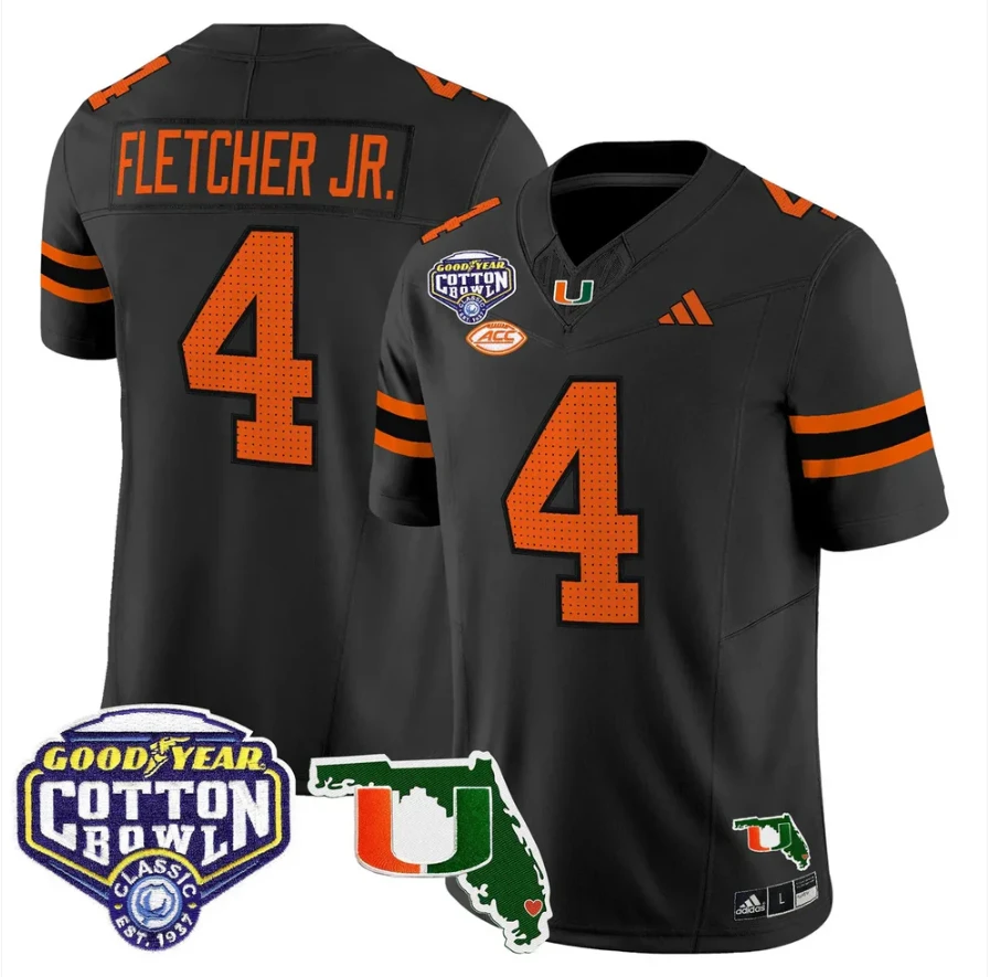 Mark Fletcher Jr Jersey #4 Miami Hurricanes 2025 Cotton Bowl Florida Stitched by My Store NCAA Football Jerseys