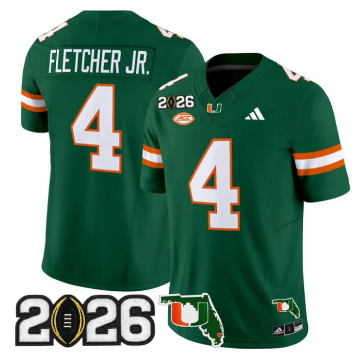 Mark Fletcher Jr Jersey #4 Miami Hurricanes 2026 CFP Final Florida by My Store NCAA Football Jerseys