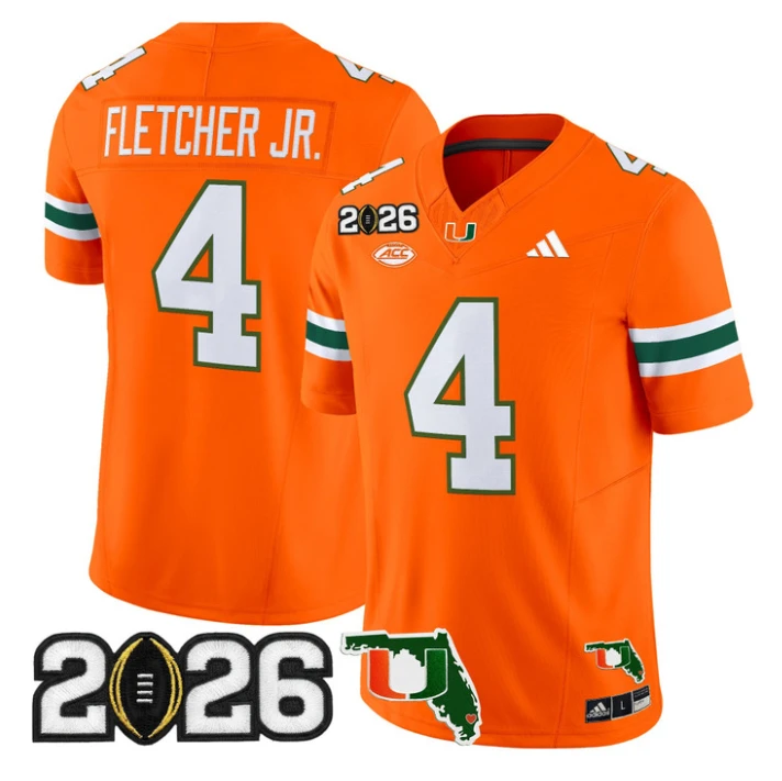Mark Fletcher Jr Jersey #4 Miami Hurricanes 2026 CFP Final Florida by My Store NCAA Football Jerseys