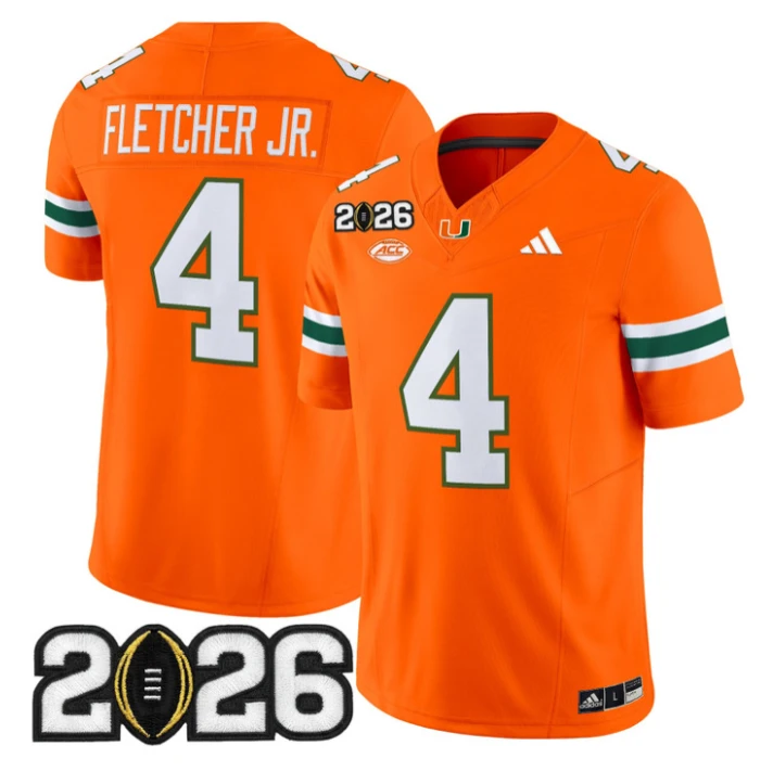 Mark Fletcher Jr Jersey #4 Miami Hurricanes 2026 CFP Final Stitched Black by My Store NCAA Football Jerseys