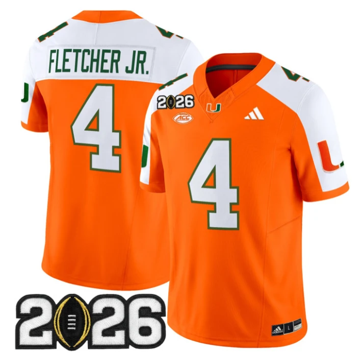 Mark Fletcher Jr Jersey #4 Miami Hurricanes 2026 CFP Final Stitched Black by My Store NCAA Football Jerseys