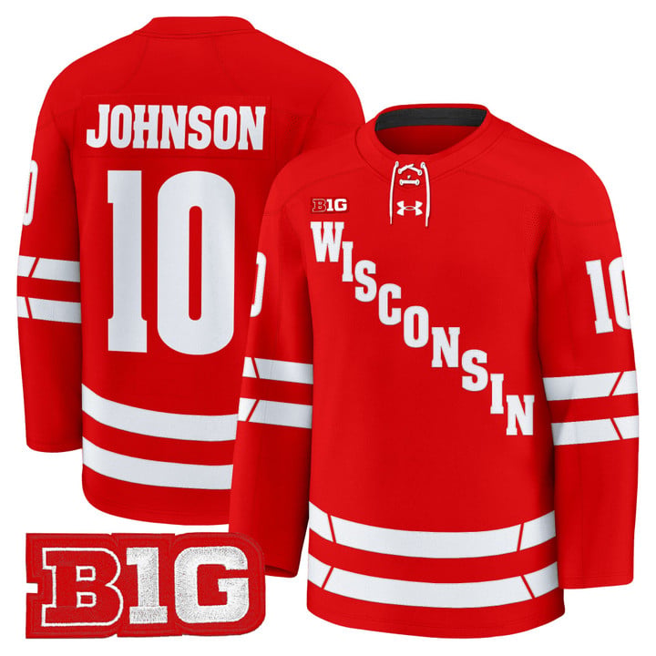 Mark Johnson Jersey #10 Wisconsin Badgers 2025-26 Premium Stitched by Hockey David