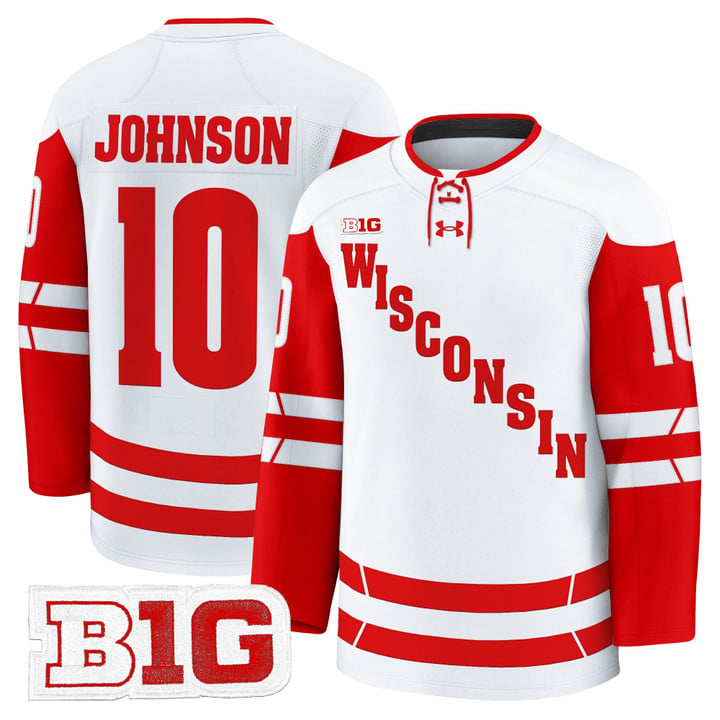 Mark Johnson Jersey #10 Wisconsin Badgers 2025-26 Premium Stitched by Hockey David