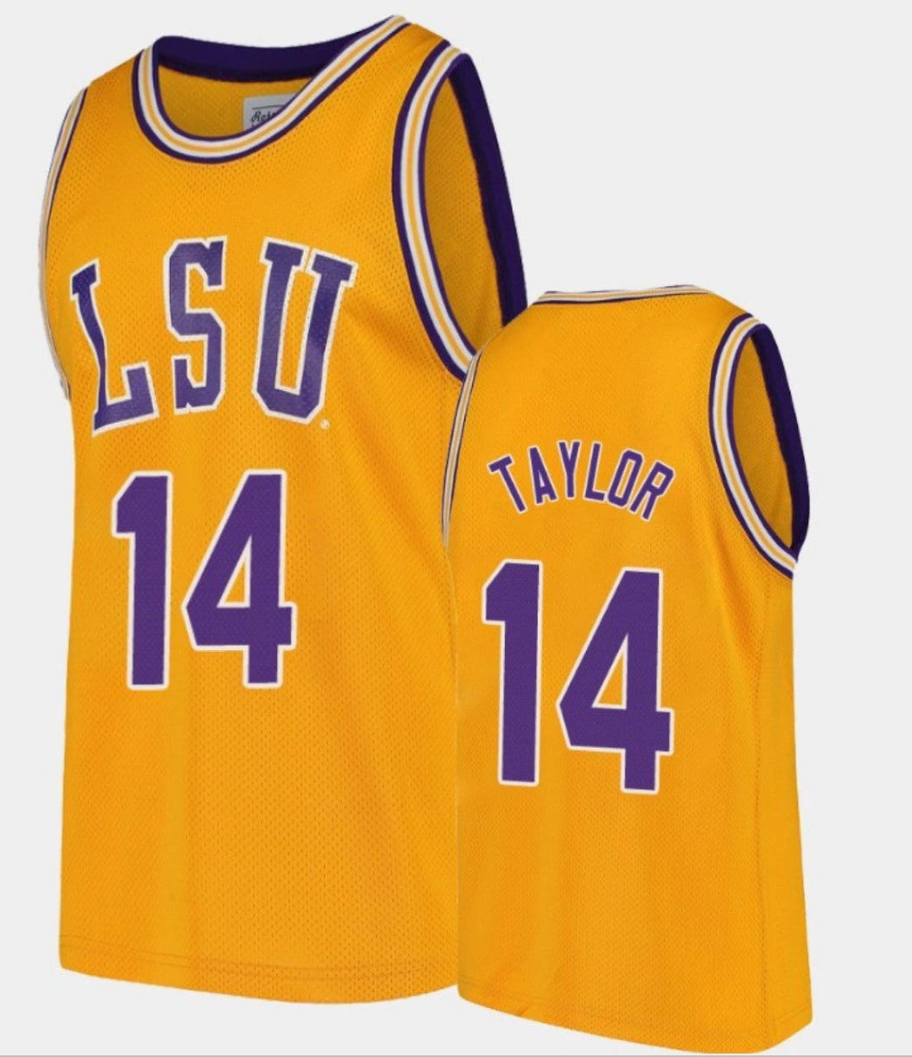 Marlon Taylor Jersey LSU Tigers College Basketball Gold Replica #14 by My store basketball