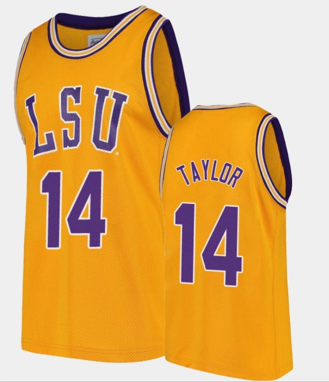 Marlon Taylor Jersey LSU Tigers College Basketball Gold Replica #14 by My store basketball