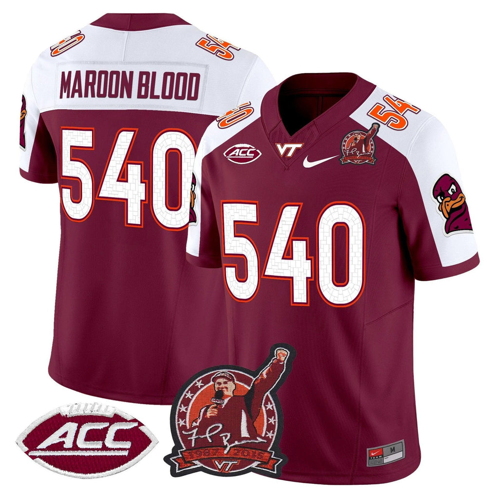 Maroon Blood Jersey #540 Virginia Tech Hokies Coach Frank Beamer 2025 Maroon Alter by My Store