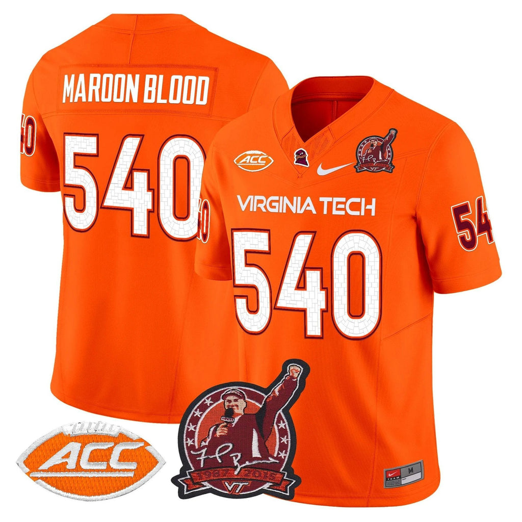 Maroon Blood Jersey #540 Virginia Tech Hokies Coach Frank Beamer 2025 Orange by My Store