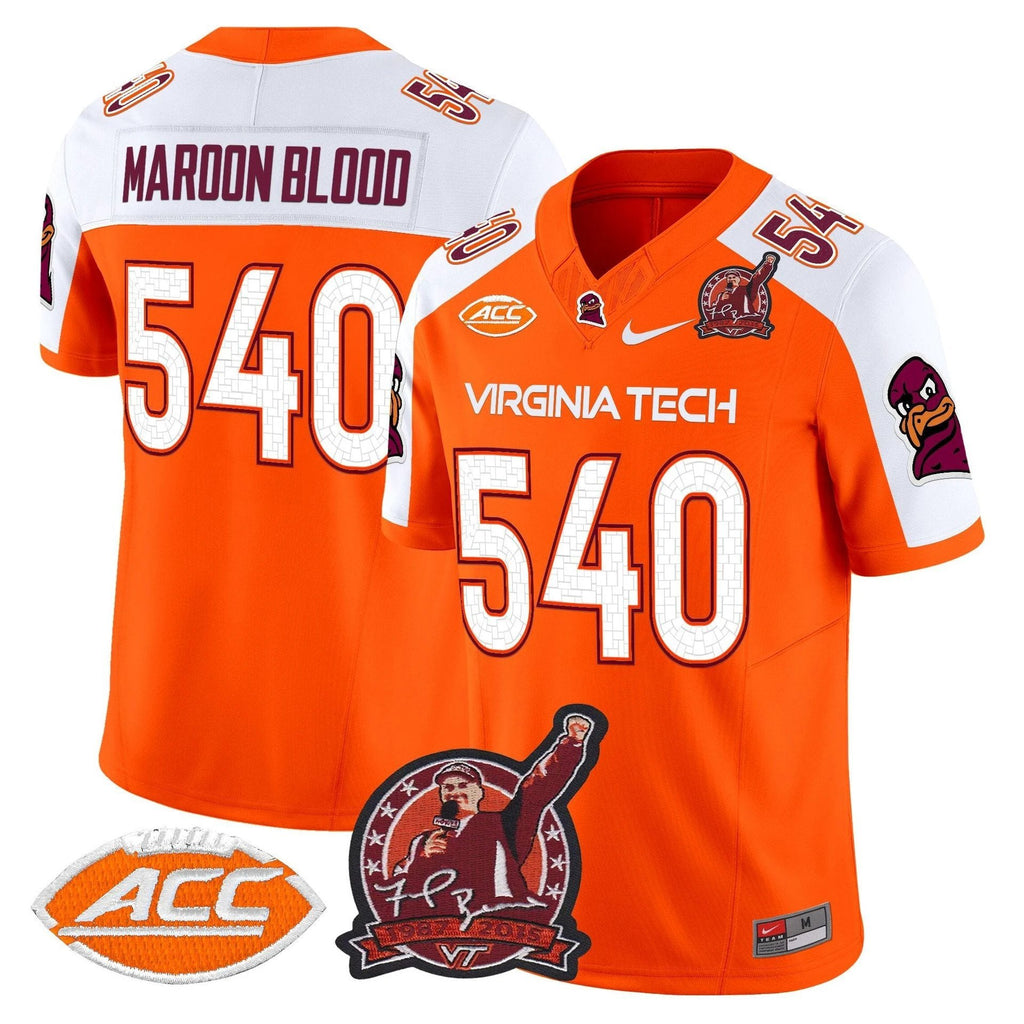 Maroon Blood Jersey #540 Virginia Tech Hokies Coach Frank Beamer 2025 Orange Alter by My Store