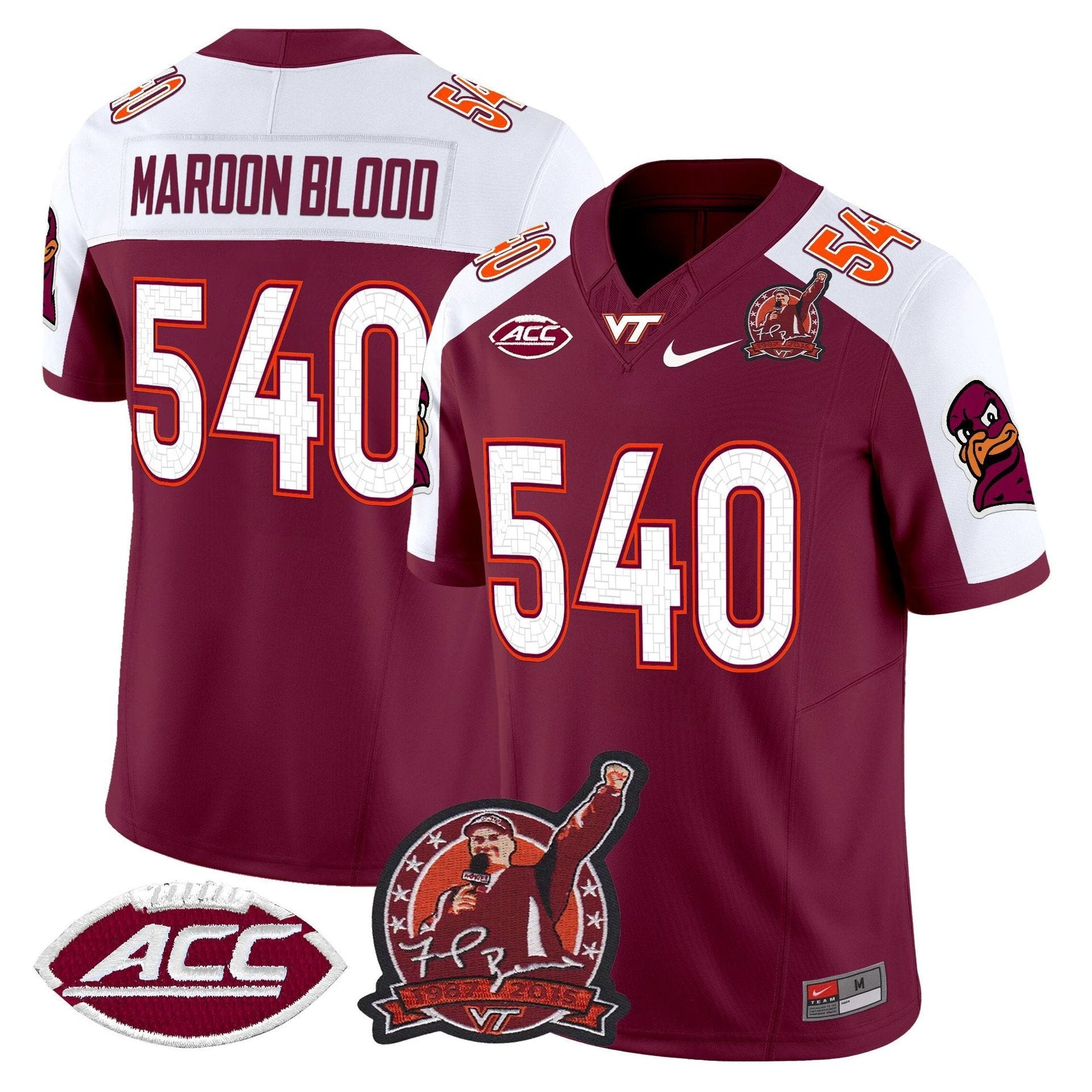 Maroon Blood Jersey #540 Virginia Tech Hokies Coach Frank Beamer 2025 by My Store NCAA Football Jerseys