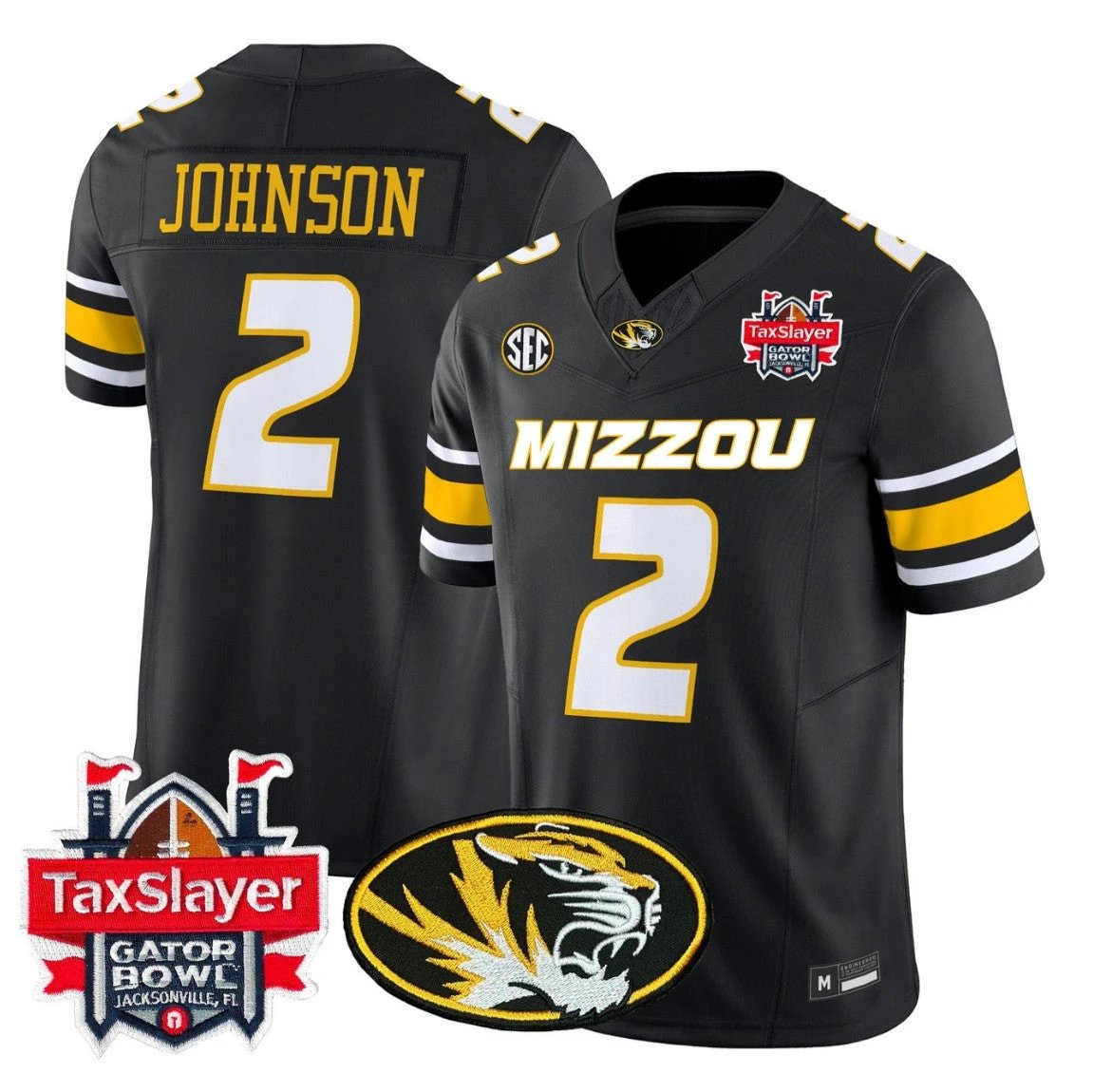 Marquis Johnson Jersey #2 Missouri Tigers 2025 Gator Bowl Vapor Stitched by My Store NCAA Football Jerseys