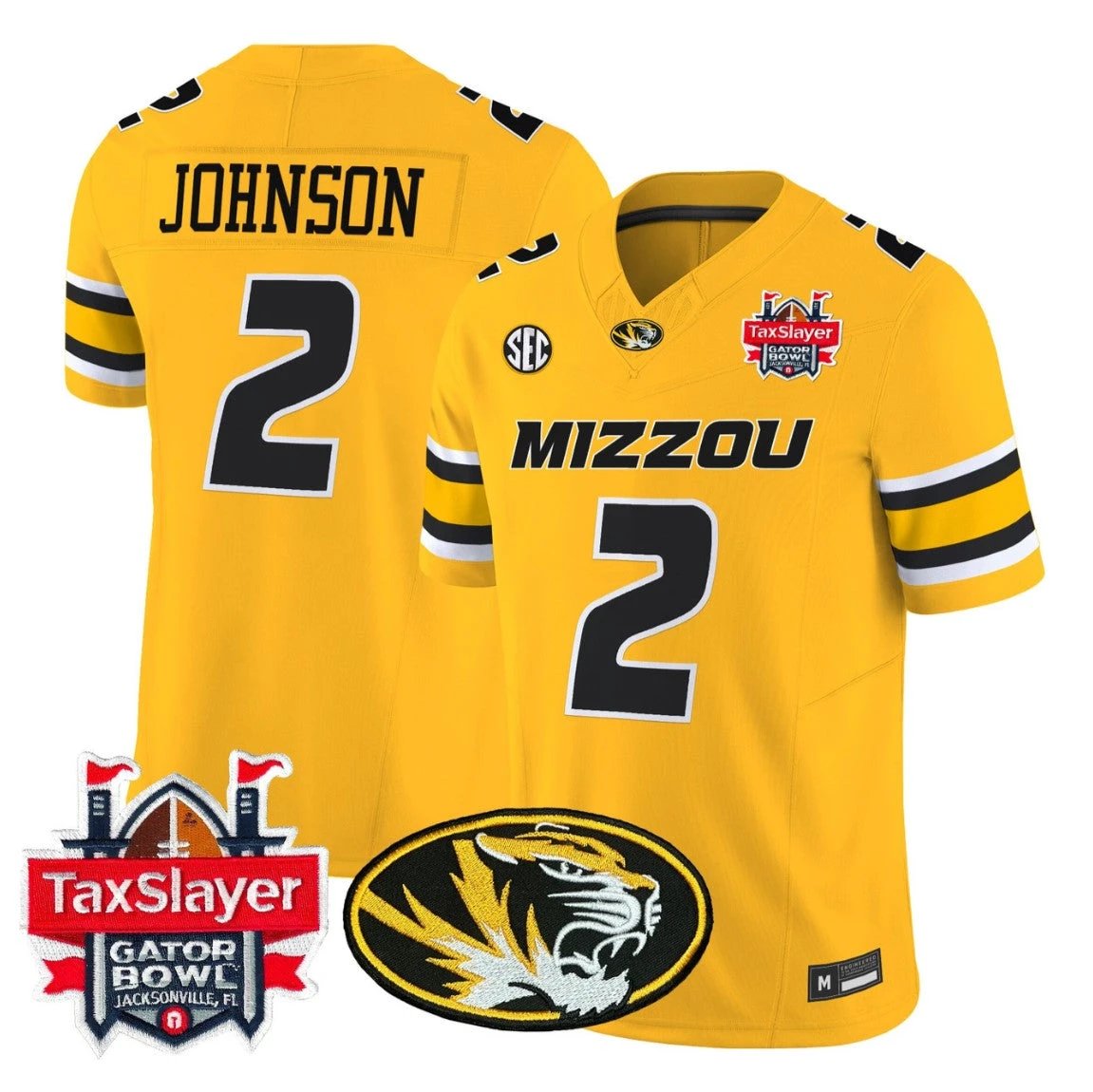 Marquis Johnson Jersey #2 Missouri Tigers 2025 Gator Bowl Vapor Stitched by My Store NCAA Football Jerseys