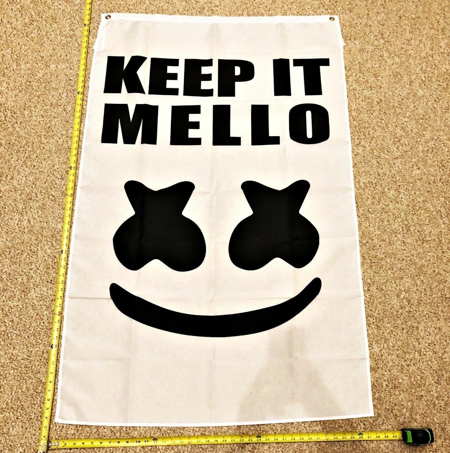 Marshmallow Keep It Mellow Flag Happier Banner Poster Rare 3x5ft by flagsjustdoit