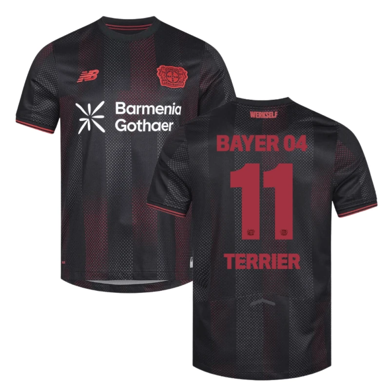 Martin Terrier 11 Leverkusen 2025-26 Home Match Jersey – Black by Soccer Jersey