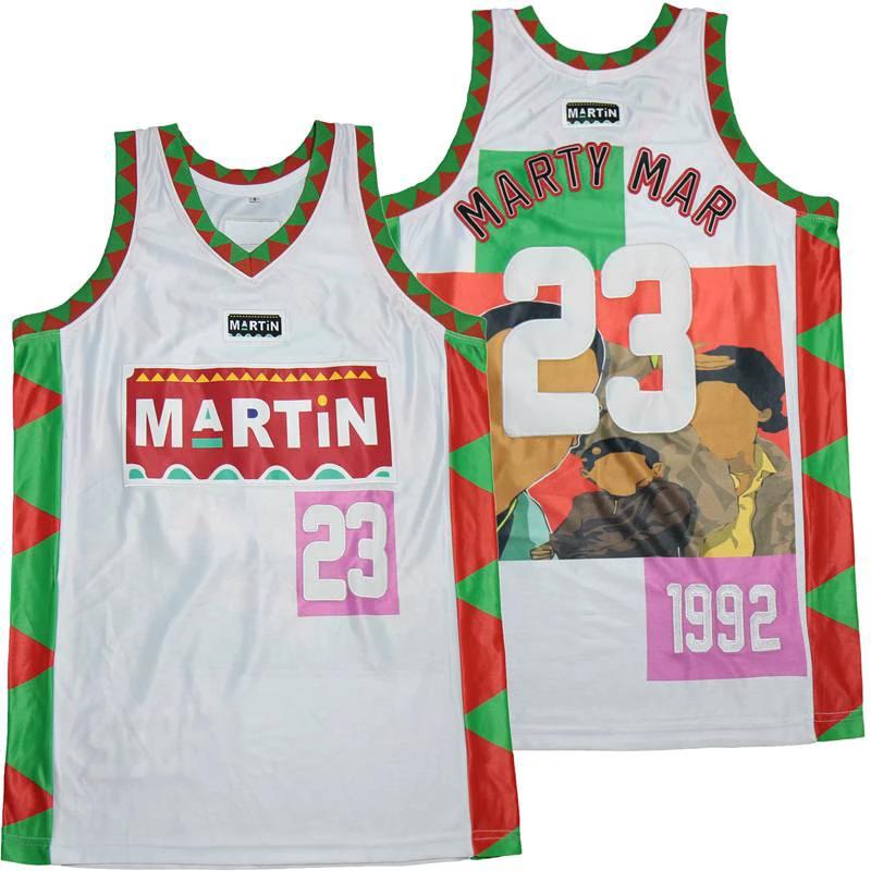 Marty Mar #23 In The House Movie Basketball Jersey White by My store basketball