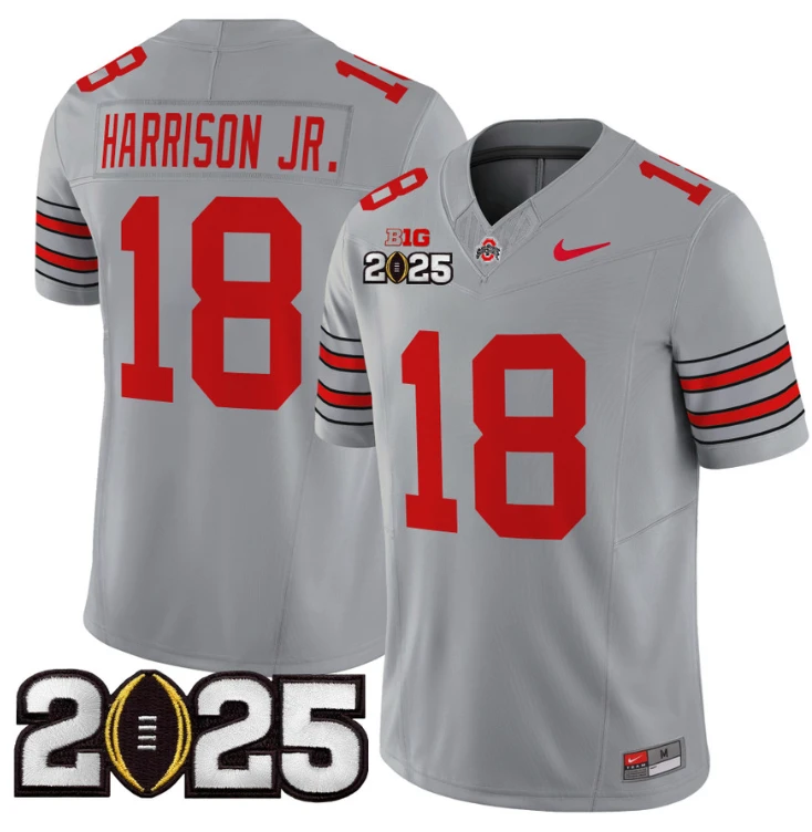 Marvin Harrison Jr Jersey #18 Ohio State 'Heritage Stripe' 2025 CFP Final Gray by NCAA Football Jersey