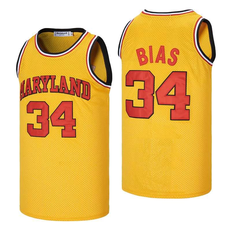 Maryland #34 Bias Movie Basketball Jersey Yellow by My store basketball