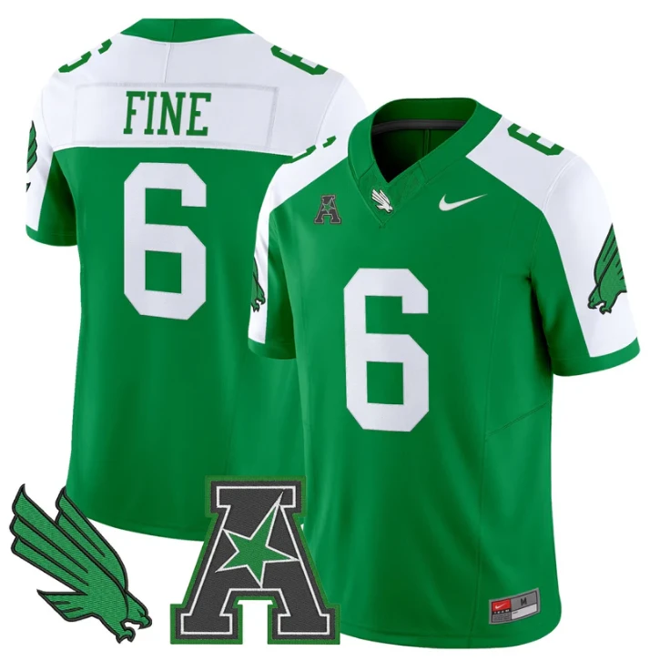 Mason Fine Jersey #6 North Texas Mean Green 2025 Vapor Stitched Green Alter by My Store NCAA Football Jerseys