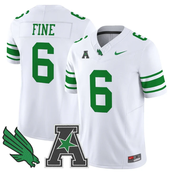Mason Fine Jersey #6 North Texas Mean Green 2025 Vapor Stitched White by My Store NCAA Football Jerseys
