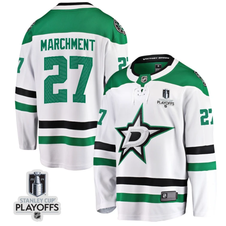 Mason Marchment 27 Dallas Stars 2024 NHL Playoffs Patch Away Breakaway Jersey - Men by Hockey David