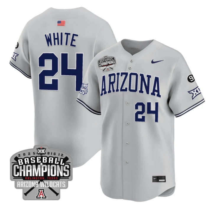 Mason White Jersey #24 Arizona Wildcats 2025 Big 12 Champions Vapor Premier Limited Stitched by My Store